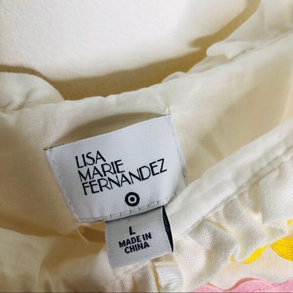 NWT Lisa Marie Fernandez Ric Rac Flowy Dress M L Medium Large White Pink Yellow - Picture 3 of 7